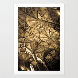 Photograph Sepia Portuguese Vaulted Ceiling Manuline Architecture Art Print