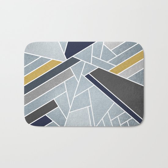 Soft Silver/Blue/Navy/Gold Bath Mat