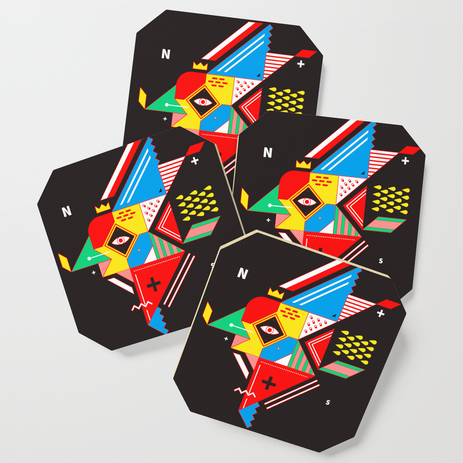 Vintage Abstract Art Colorful Geometric Shape Pattern With An Eye