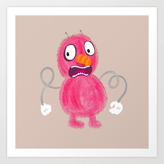 Fuzzy-Man-Peach Art Print