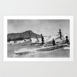Vintage Surfing Hawaii Art Print