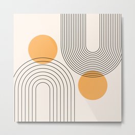 Mid Century Modern Geometric 70 (Rainbow and Sun Abstraction) Metal Print