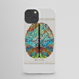 Colorful Brain Art - Just Think - By Sharon Cummings iPhone Case
