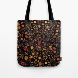 Exotic Midnight Floral Garden Tote Bag