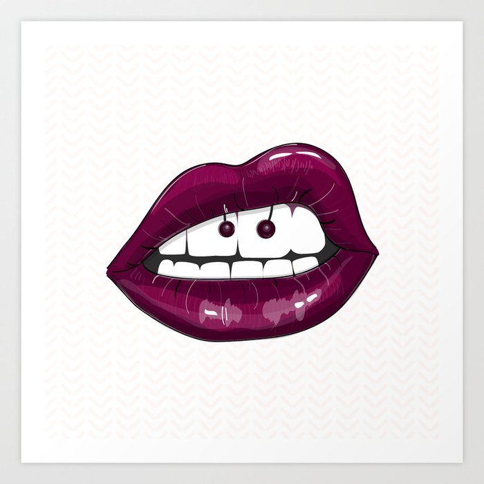 lip drawings with piercing