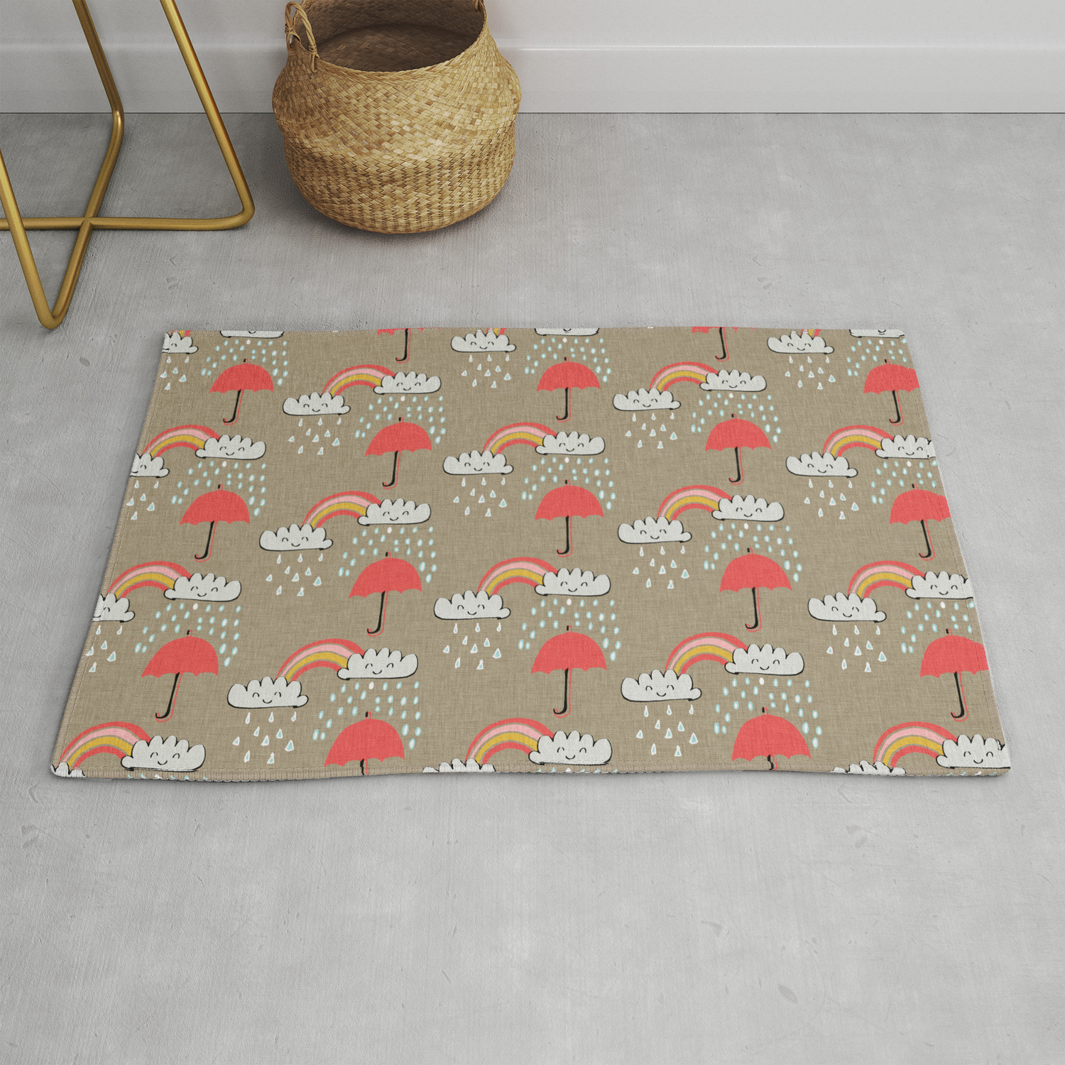 April Showers Rainbow Clouds Sand Nursery Rug By Susycosta Society6 April Showers Rainbow Clouds Sand