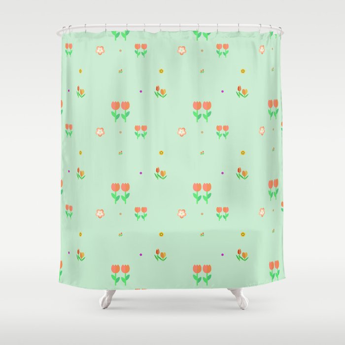 Coral and mint shower curtain shop