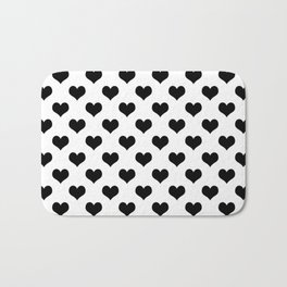 White And Black Hearts Minimalist Bath Mat