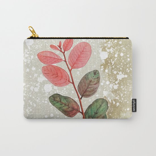 Vintage Pink Leaf Carry-All Pouch