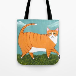 Chonky Ginger Cat in Clover Tote Bag