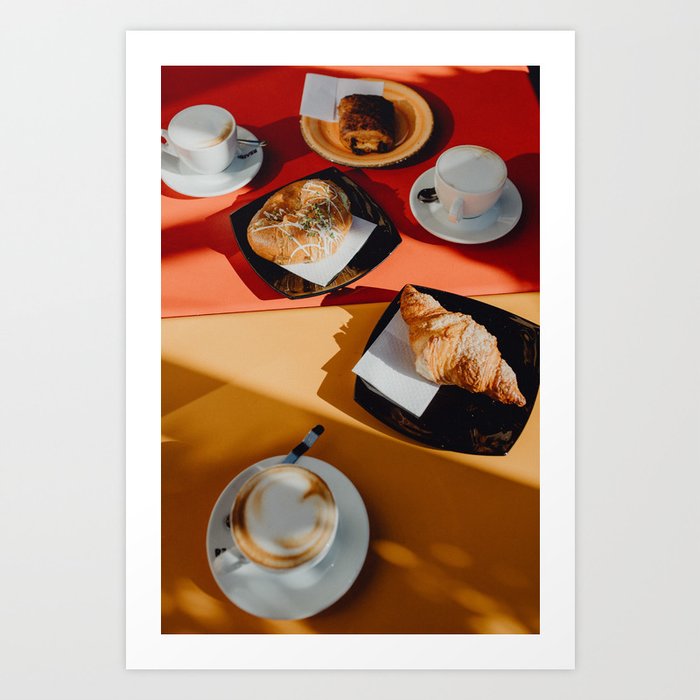 Coffee, Croissants & Pastries at colourful Italian cafe | Kitchen home decor Art Print
