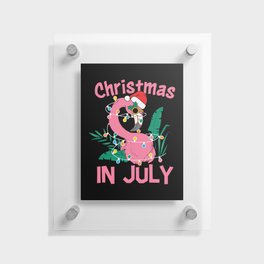 Christmas In July Flamingo Floating Acrylic Print
