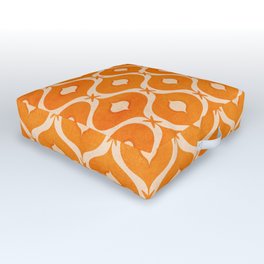 Vibrant Orange Ornament Pattern Outdoor Floor Cushion