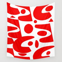 Red and white abstract art organic decorative Wall Tapestry