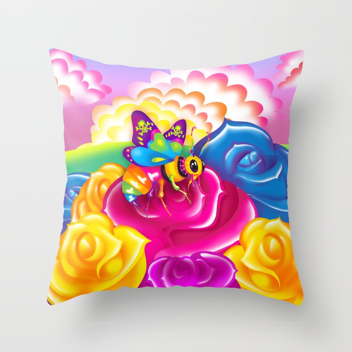 1997 Neon Rainbow Beelzebub Throw Pillow