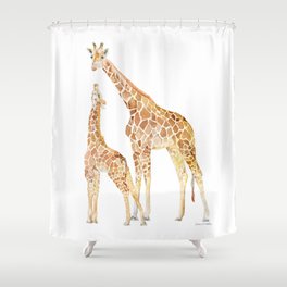 Mother and Baby Giraffes Shower Curtain