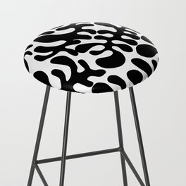 Black Matisse cut outs seaweed pattern on white background Bar Stool