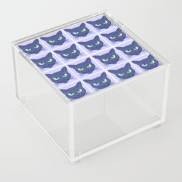 Retro Modern Periwinkle Cats Pattern Acrylic Box