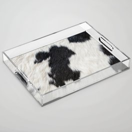 Black and White Cowhide, Cow Skin Print Pattern Modern Cowhide Faux Leather Acrylic Tray