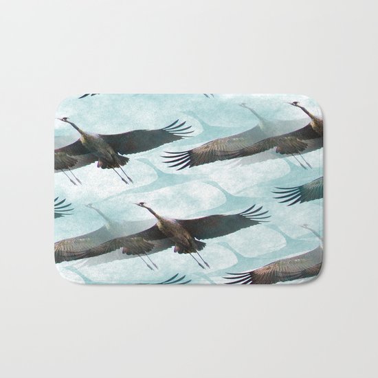 Abstract Whooping Cranes Bath Mat