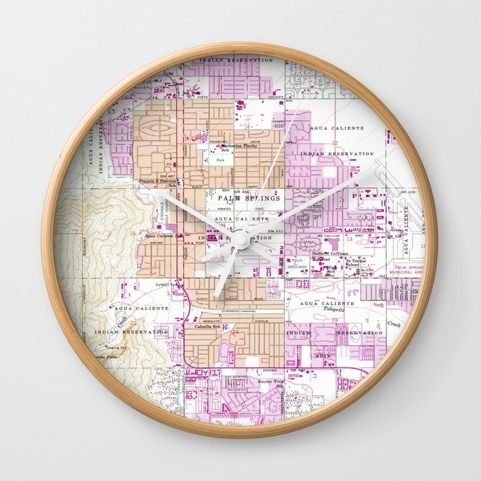 Vintage Map of Palm Springs California (1957) Wall Clock