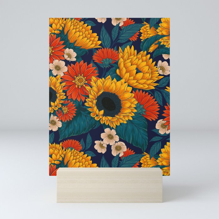 Sunflowers - Mystical Blue Mini Art Print