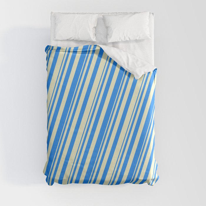 Blue & Light Yellow Colored Stripes Pattern Duvet Cover