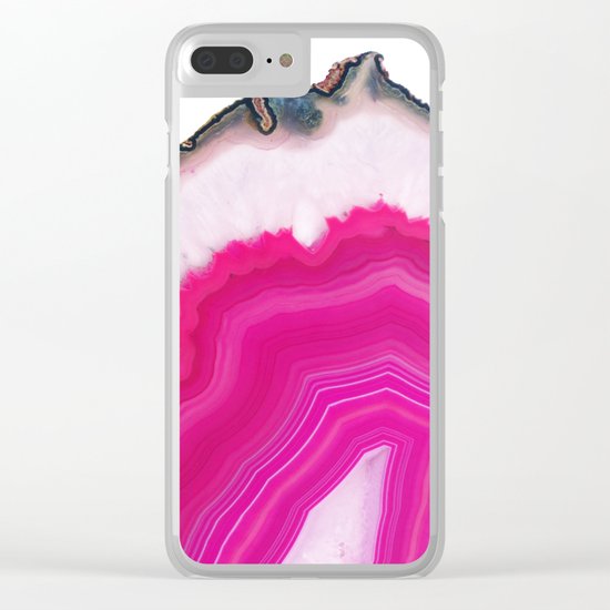 Pink Agate Slice Clear iPhone Case