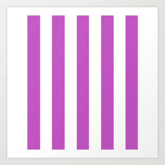 Fuchsia (Crayola) - solid color - white vertical lines pattern Art Print byMake it Colorful