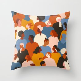 Diverse group of stylish people standing together. Throw Pillow