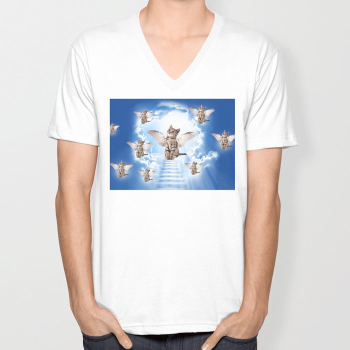 All Cats Go To Heaven Unisex V Neck By Marios Society6