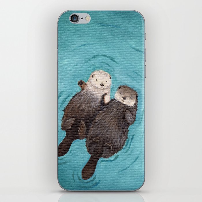 Otterly Romantic - Otters Holding Hands iPhone Skin