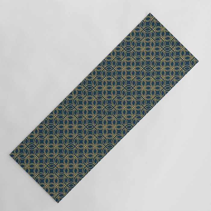 Minimalist Golden and Green Geometric Ornament Yoga Mat