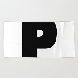 P (Black & White Letter) Beach Towel