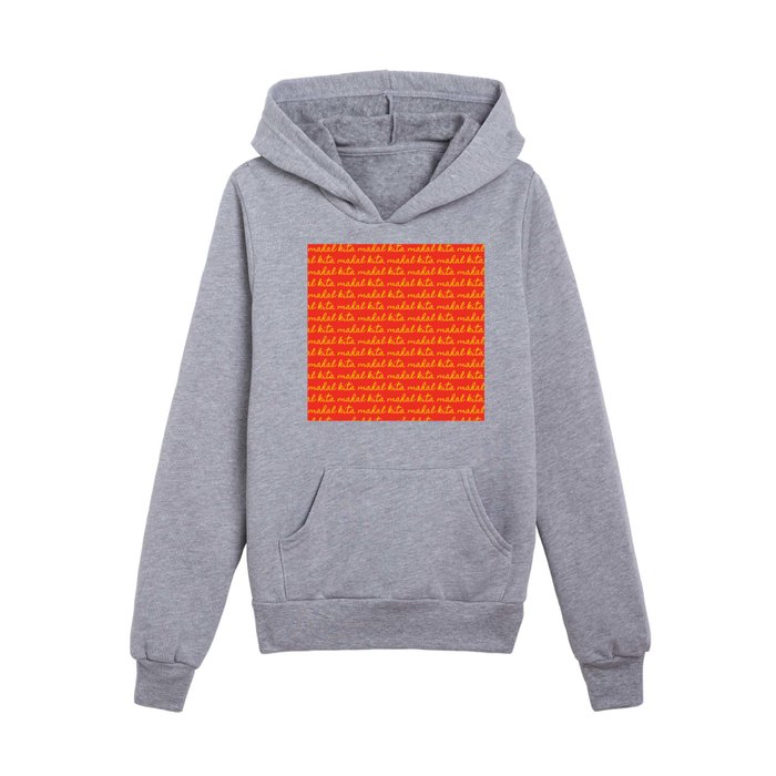Mahal Kita | Typographic Pattern | Yellow and Red Kids Pullover Hoodie