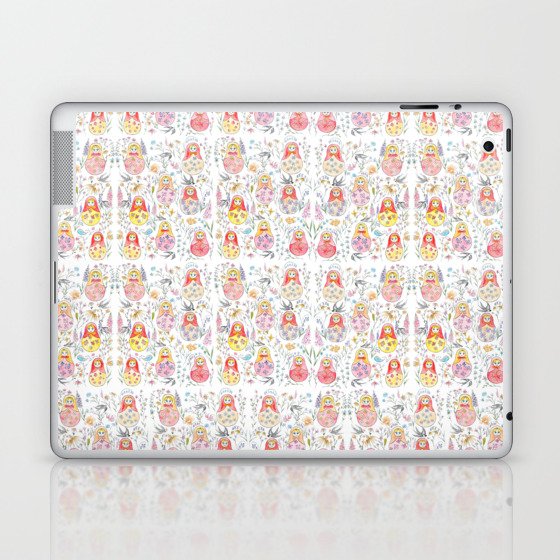 Russian doll and flowers pattern Laptop & iPad Skin