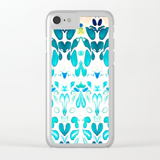 Memories of Summer, Bright Sea Blue and Yellow Clear iPhone Case
