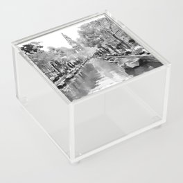Amsterdam Canal 2 Black and White Acrylic Box