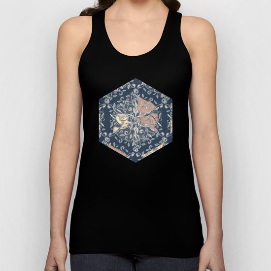 Organic Hexagon Pattern in Soft Navy & Cream Unisex Tank Top