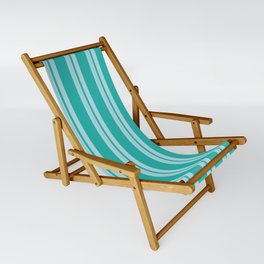 [ Thumbnail: Powder Blue and Light Sea Green Colored Lined/Striped Pattern Sling Chair ]