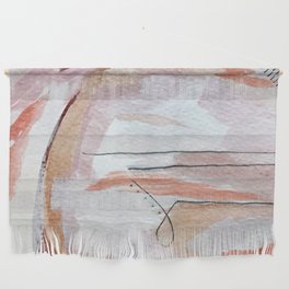 Away: an abstract mixed media piece in pinks and reds Wall Hanging