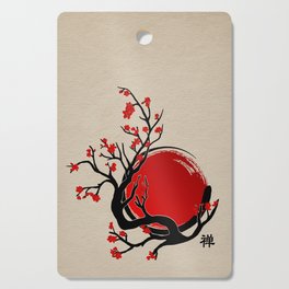 Zen Enso Circle, Sun and Red Sakura Blossom Cutting Board