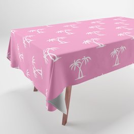 Pink And White Palm Trees Pattern Tablecloth