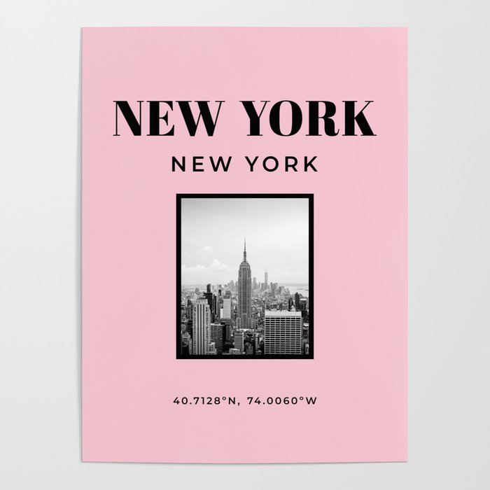 New York City Wall Art New York City Skyline Fashion Poster Photography Home Decor Pink Art