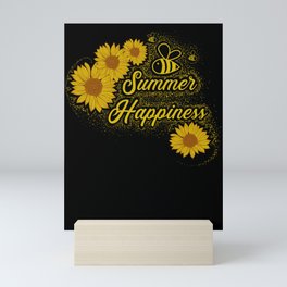 Summer Happiness Bee Sunflower Mini Art Print