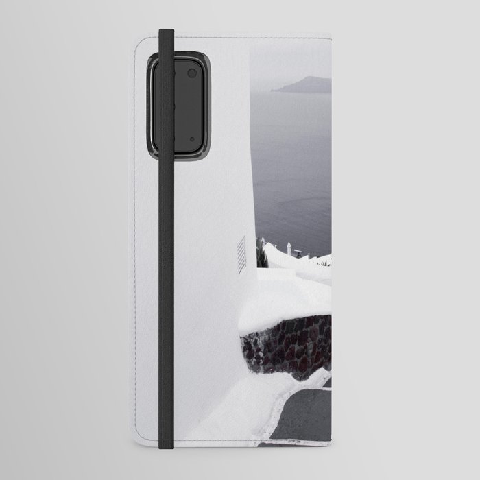 Black and white Santorini Greece photography Android Wallet Case