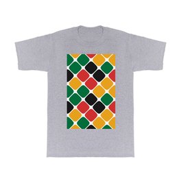 Diagonal Squircle Pattern (Rasta Colours) T Shirt