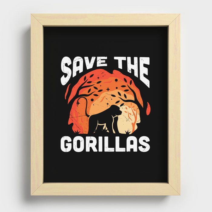Save The Gorillas Recessed Framed Print
