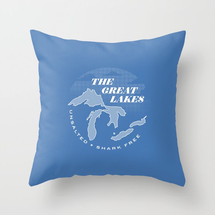 The Great Lakes - Unsalted & Shark Free (Inverse) Throw Pillow