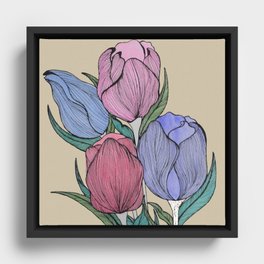 Friendly Tulips Framed Canvas
